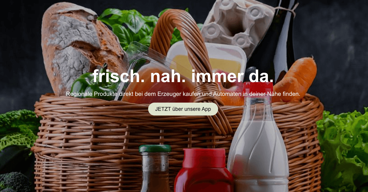 An interactive website presenting the Amsel App, which combines regional product promotion with modern vending technology and sustainability.